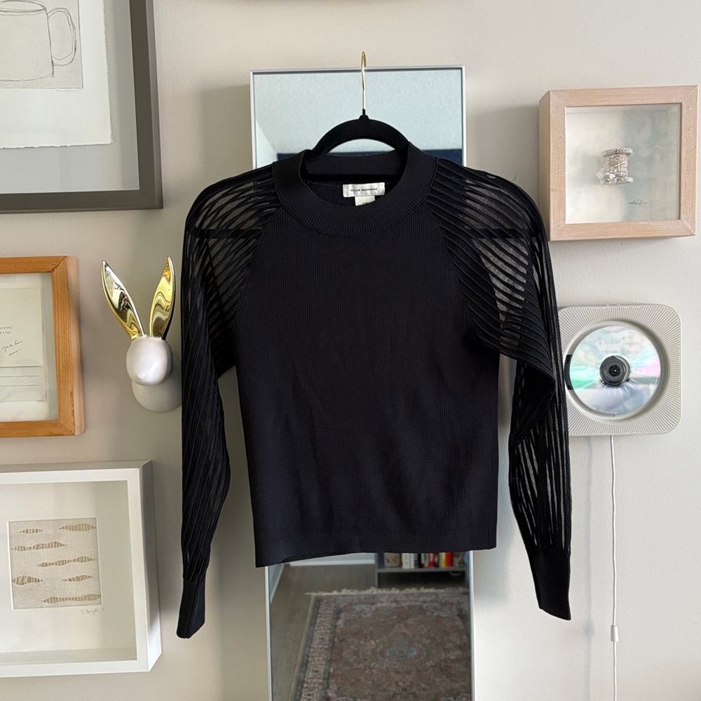 *SOLD* Club Monaco Black Sweater with Sheer Sleeves, szS